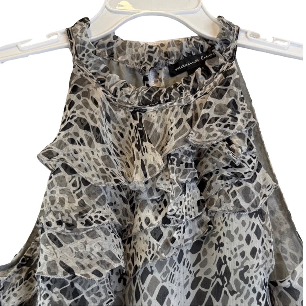 Marina Luna Silk Ruffle Halter Blouse –‎ Size M